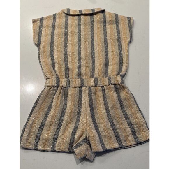 Louis Louise Paris Striped Metallic Romper Girls Size 6 Shimmer Button Front - Picture 3 of 8